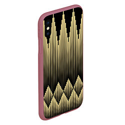 Чехол iPhone XS Max матовый Золотые ромбы на черном, цвет: 3D-малиновый — фото 2