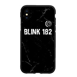 Чехол iPhone XS Max матовый Blink 182 glitch на темном фоне: символ сверху