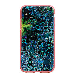 Чехол iPhone XS Max матовый Мозаичный узор в синих и зеленых тонах, цвет: 3D-баблгам