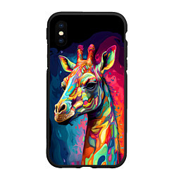 Чехол iPhone XS Max матовый Психоделический жираф
