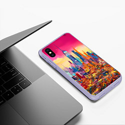 Чехол iPhone XS Max матовый Футуристический городской пейзаж, цвет: 3D-светло-сиреневый — фото 2