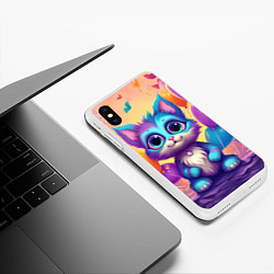 Чехол iPhone XS Max матовый Котик с воздушными шариками, цвет: 3D-белый — фото 2