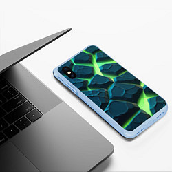 Чехол iPhone XS Max матовый Камни в неоне, цвет: 3D-голубой — фото 2