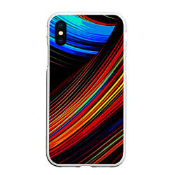 Чехол iPhone XS Max матовый Смесь ярких линий абстракция, цвет: 3D-белый