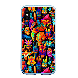 Чехол iPhone XS Max матовый Мифические монстрики, цвет: 3D-голубой