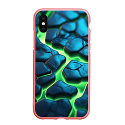 Чехол iPhone XS Max матовый Разломленные зеленые плиты, цвет: 3D-баблгам