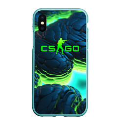 Чехол iPhone XS Max матовый CSGO зеленые разломленные плиты, цвет: 3D-мятный