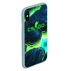 Чехол iPhone XS Max матовый CSGO зеленые разломленные плиты, цвет: 3D-мятный — фото 2