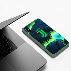 Чехол iPhone XS Max матовый Ювентус лого на зеленых плитах, цвет: 3D-темно-зеленый — фото 2