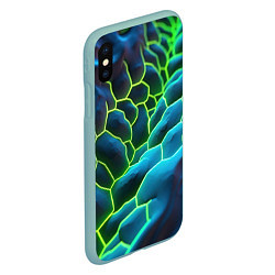 Чехол iPhone XS Max матовый Зеленые текстурные плиты, цвет: 3D-мятный — фото 2