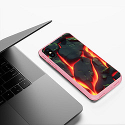 Чехол iPhone XS Max матовый Красные плиты с лавой, цвет: 3D-баблгам — фото 2