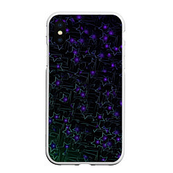 Чехол iPhone XS Max матовый Звездные сети, цвет: 3D-белый