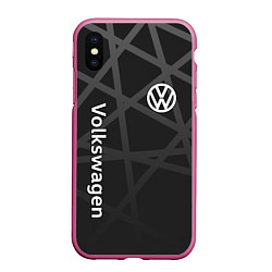 Чехол iPhone XS Max матовый Volkswagen - classic black, цвет: 3D-малиновый