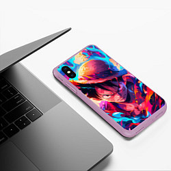 Чехол iPhone XS Max матовый Луффи из Ван Пис - разноцветный, цвет: 3D-сиреневый — фото 2