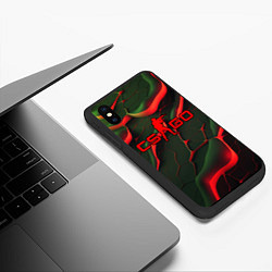 Чехол iPhone XS Max матовый CSGO red green texture, цвет: 3D-черный — фото 2