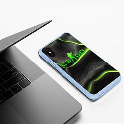 Чехол iPhone XS Max матовый CSGO green black logo, цвет: 3D-голубой — фото 2