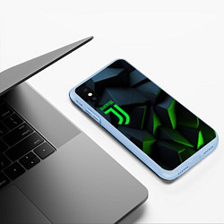 Чехол iPhone XS Max матовый Juventus black green logo, цвет: 3D-голубой — фото 2