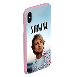 Чехол iPhone XS Max матовый Тру фанат Nirvana, цвет: 3D-розовый — фото 2