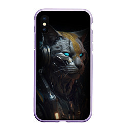 Чехол iPhone XS Max матовый Robot cat, цвет: 3D-светло-сиреневый