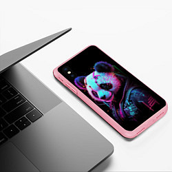 Чехол iPhone XS Max матовый Панда в красках киберпанк, цвет: 3D-баблгам — фото 2