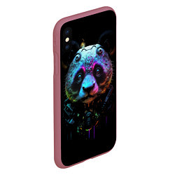 Чехол iPhone XS Max матовый Панда в стиле киберпанк, цвет: 3D-малиновый — фото 2