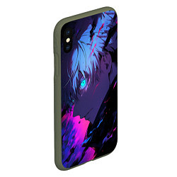 Чехол iPhone XS Max матовый Сатору Годжо - Магическая битва - неон, цвет: 3D-темно-зеленый — фото 2