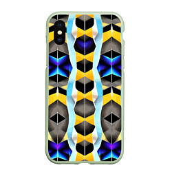 Чехол iPhone XS Max матовый Vanguard geometric pattern - neural network, цвет: 3D-салатовый