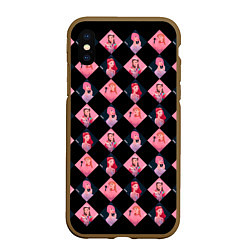 Чехол iPhone XS Max матовый Клеточка black pink, цвет: 3D-коричневый