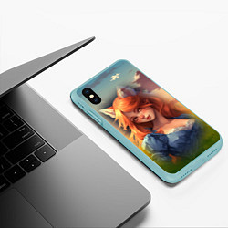 Чехол iPhone XS Max матовый Девушка лисица, цвет: 3D-мятный — фото 2