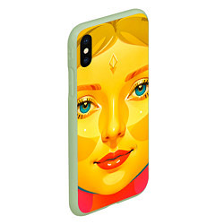 Чехол iPhone XS Max матовый Девушка желтоликая, цвет: 3D-салатовый — фото 2