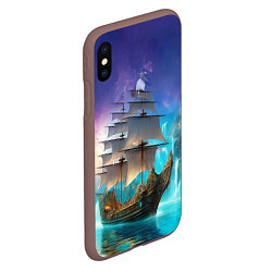 Чехол iPhone XS Max матовый Сказочный парусник, цвет: 3D-коричневый — фото 2