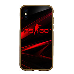 Чехол iPhone XS Max матовый CSGO red black logo, цвет: 3D-коричневый