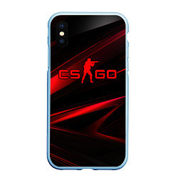 Чехол iPhone XS Max матовый CSGO red black logo, цвет: 3D-голубой