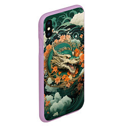 Чехол iPhone XS Max матовый Облачный дракон Irezumi, цвет: 3D-сиреневый — фото 2