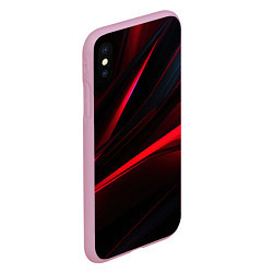 Чехол iPhone XS Max матовый Red lighting black background, цвет: 3D-розовый — фото 2