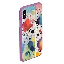 Чехол iPhone XS Max матовый Colorful blots - vogue - abstraction, цвет: 3D-фиолетовый — фото 2