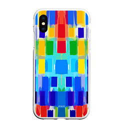 Чехол iPhone XS Max матовый Colorful strips - pop art - vogue, цвет: 3D-белый