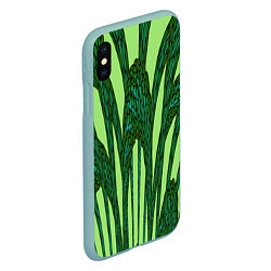 Чехол iPhone XS Max матовый Зеленый растительный мотив, цвет: 3D-мятный — фото 2