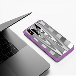 Чехол iPhone XS Max матовый Серая геометрия, цвет: 3D-фиолетовый — фото 2