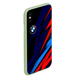 Чехол iPhone XS Max матовый BMW - m colors and black, цвет: 3D-салатовый — фото 2