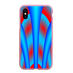 Чехол iPhone XS Max матовый Сине-красные, цвет: 3D-розовый