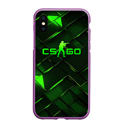 Чехол iPhone XS Max матовый CSGO green abstract elements, цвет: 3D-фиолетовый