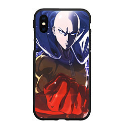 Чехол iPhone XS Max матовый One Punch Man Сайтама, цвет: 3D-черный