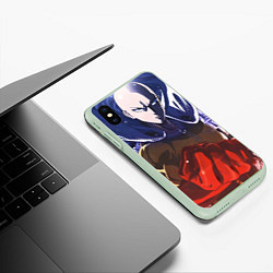 Чехол iPhone XS Max матовый One Punch Man Сайтама, цвет: 3D-салатовый — фото 2
