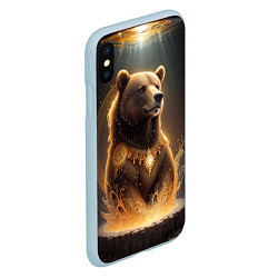 Чехол iPhone XS Max матовый Бурый мишка, цвет: 3D-голубой — фото 2