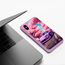 Чехол iPhone XS Max матовый Тойота супра и сакура, цвет: 3D-сиреневый — фото 2