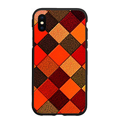 Чехол iPhone XS Max матовый Шахматка красно-коричневая