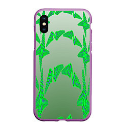 Чехол iPhone XS Max матовый Растительный паттерн, цвет: 3D-фиолетовый