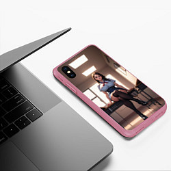 Чехол iPhone XS Max матовый Ученица в чулках, цвет: 3D-малиновый — фото 2