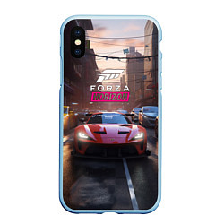 Чехол iPhone XS Max матовый Forza Horizon street racing, цвет: 3D-голубой